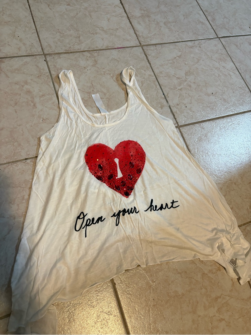 The Classic Cream Tank with Red Heart Graphic